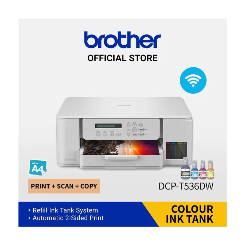 Printer Brother DCP-T536DW All In One Wireless Printer - White view 2
