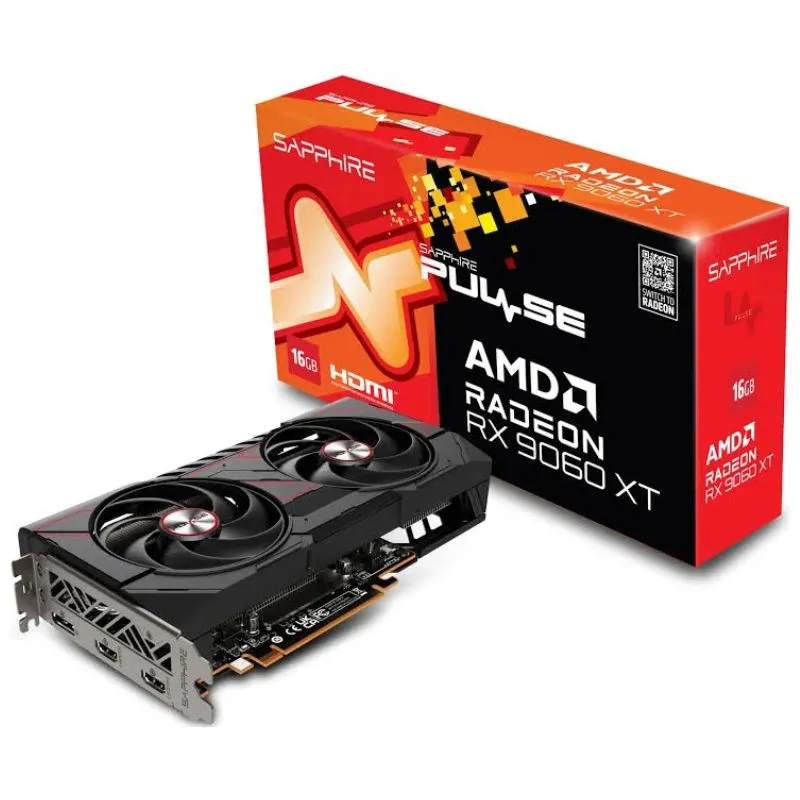 Graphics Card Sapphire PULSE AMD Radeon RX 9060 XT 16GB Graphics Card - Black
