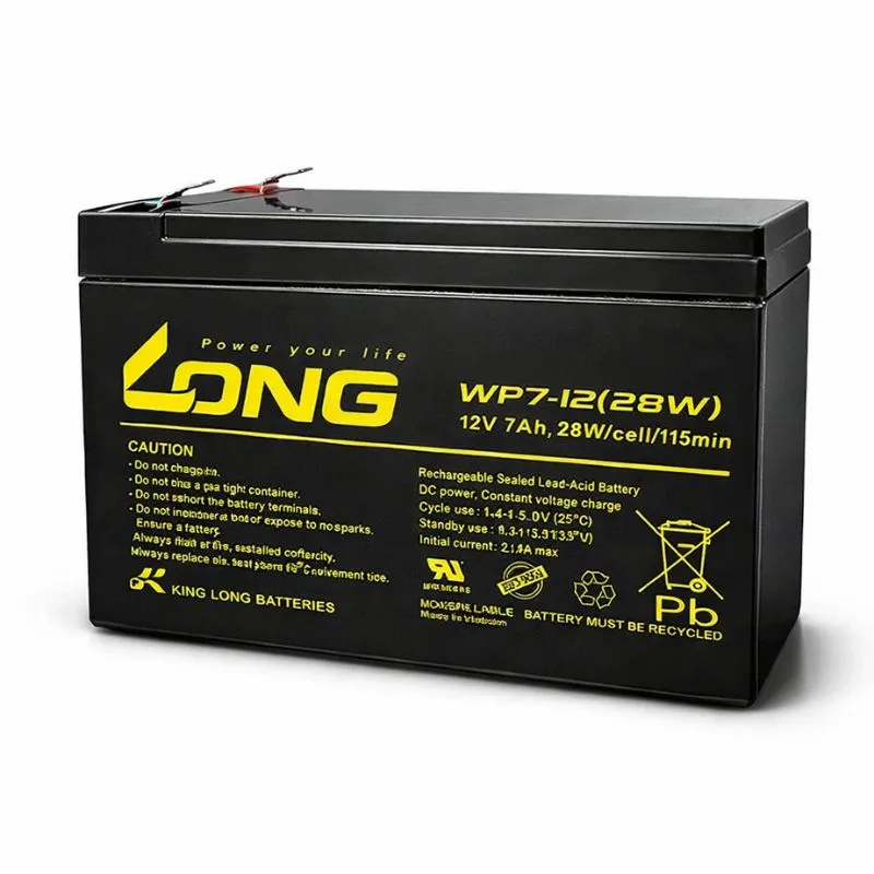 Accessory Long 12V 7Ah Rechargeable Sealed Valve Regulated Lead Acid Battery - WP7-12 28W