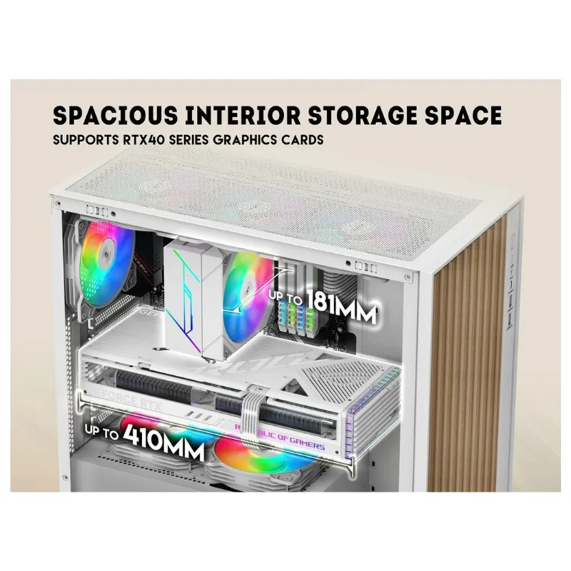 Case SAMA V-Nature SV-05 Mid Tower ATX Gaming Case BTF Back Plug Motherboard (4 Pre-Installed ARGB Fans) - White view 6