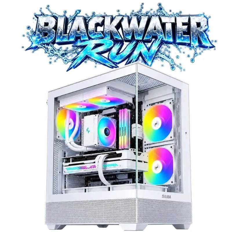 Desktop Blackwater Run Gaming PC - AMD Ryzen 5 5600X, Sapphire Pulse RX 9060 XT 16GB, ANACOMDA DDR4 16GB (16GBX1) 3200MHz, AGI AI818 1TB NVMe Gen4