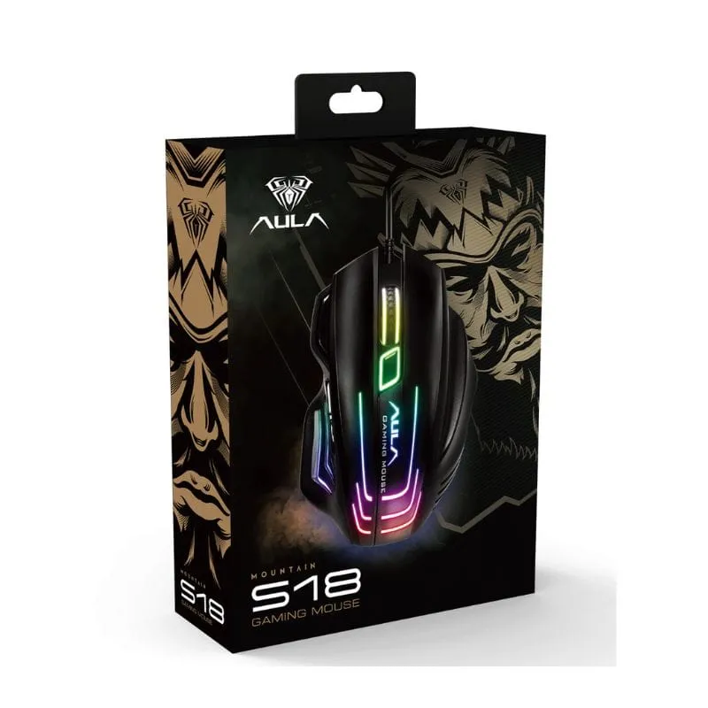 Mouse AULA S18 RGB 7-Buttons 6400 DPI Wired Gaming Mouse Black alternate