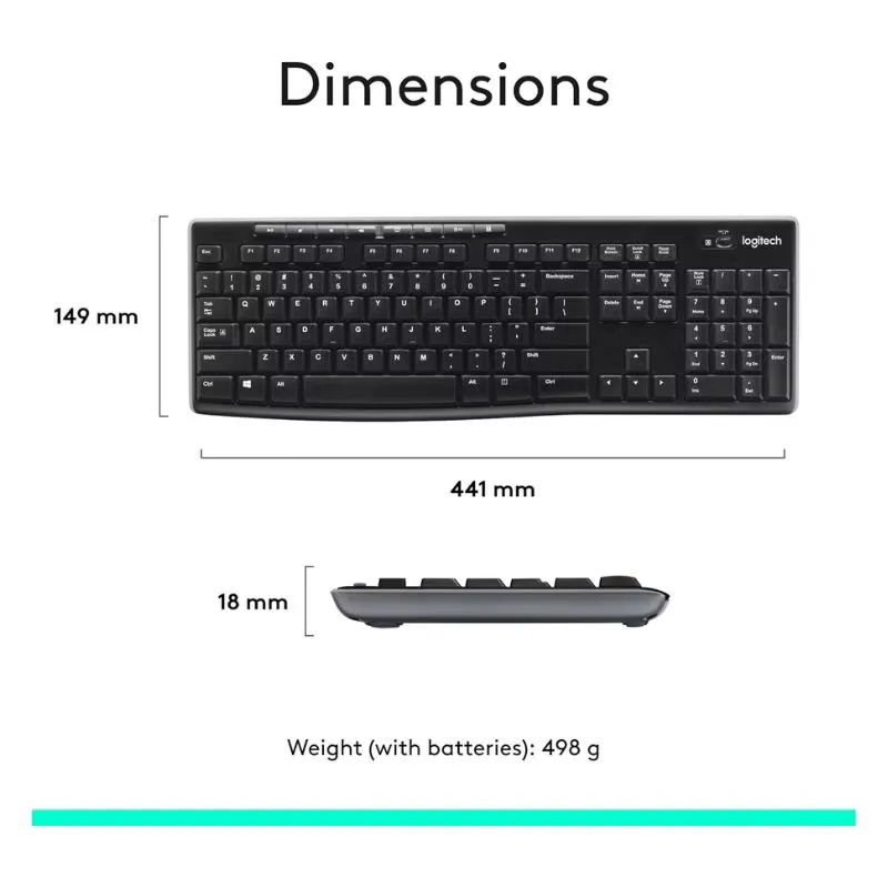 Mouse Logitech MK270 Wireless Combo Keyboard and - Black view 3