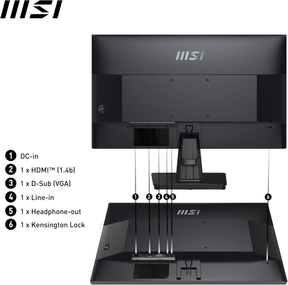 MSI PRO MP251 24.5-inch IPS 1920 x 1080 (FHD) Computer Monitor, 100Hz, Adaptive-Synch, HDMI, VGA Port, VESA Mountable, Tilt, Speaker, 1ms, Black - Image 8