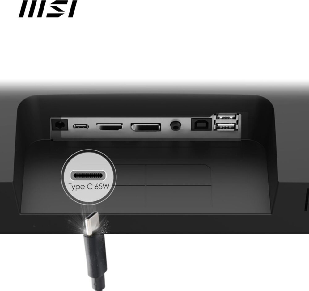 MSI Modern MD272QXP 27-inch IPS 2560 x 1440 (QHD) Computer Monitor, 100 Hz, Adaptive-Synch, HDR 400, HDMI, DisplayPort, USBC 65W Power Delivery, KVM, VESA, Height Adjustable, Speaker, 1ms, Black - Image 7