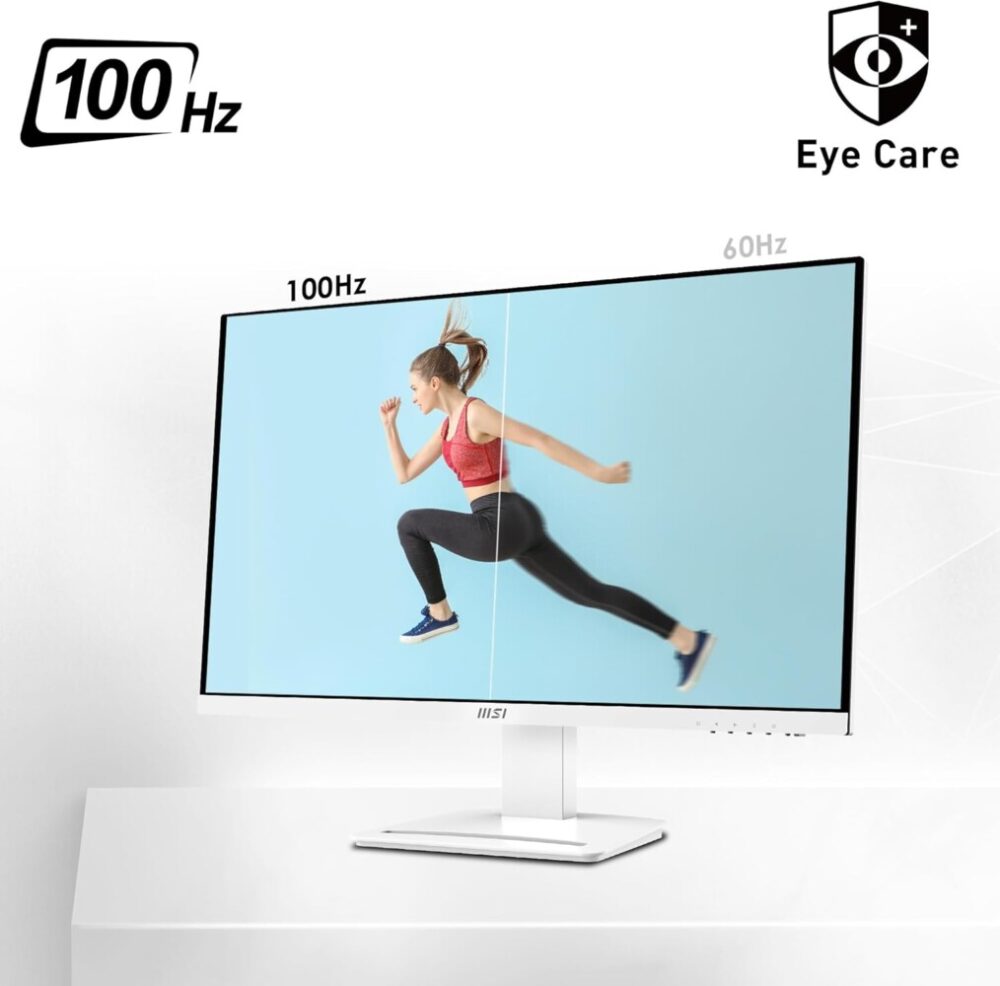 MSI Pro MP273AW, 27" Monitor, 1920 x 1080 (FHD), IPS, 100Hz, TUV Certified Eyesight Protection, 4ms, Displayport, HDMI, Tilt, White - Image 4