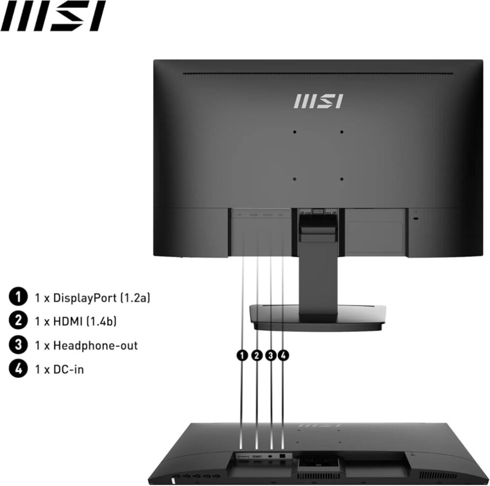 MSI PRO MP243X 23.8 Inch 1920 x 1080 Full HD Monitor Ergonomic Design, Blue Light Reduction, Seamless Connectivity - Image 7