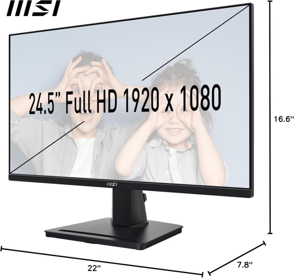 MSI PRO MP251 24.5-inch IPS 1920 x 1080 (FHD) Computer Monitor, 100Hz, Adaptive-Synch, HDMI, VGA Port, VESA Mountable, Tilt, Speaker, 1ms, Black - Image 9