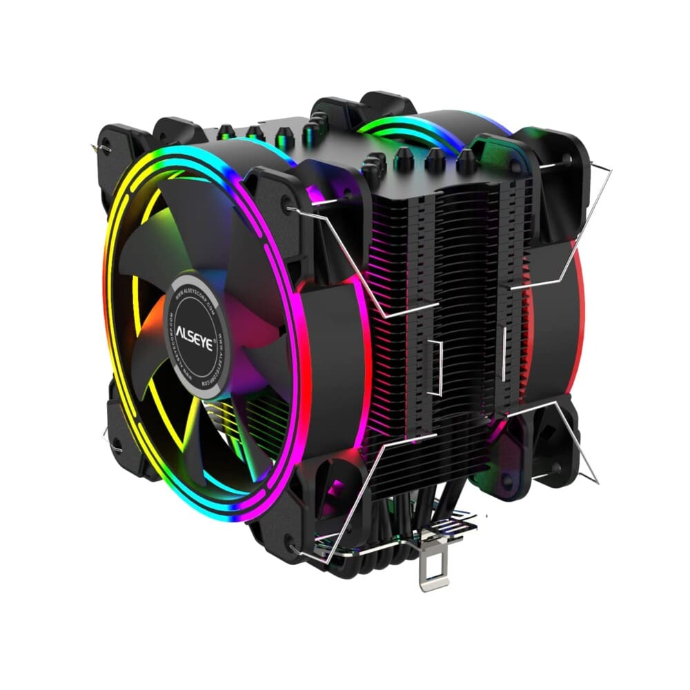 ALSEYE H120D 2.0 PWM Halo Series Universal Rainbow CPU Cooler with 6 Heat Pipes and Dual 120MM Fans 220W