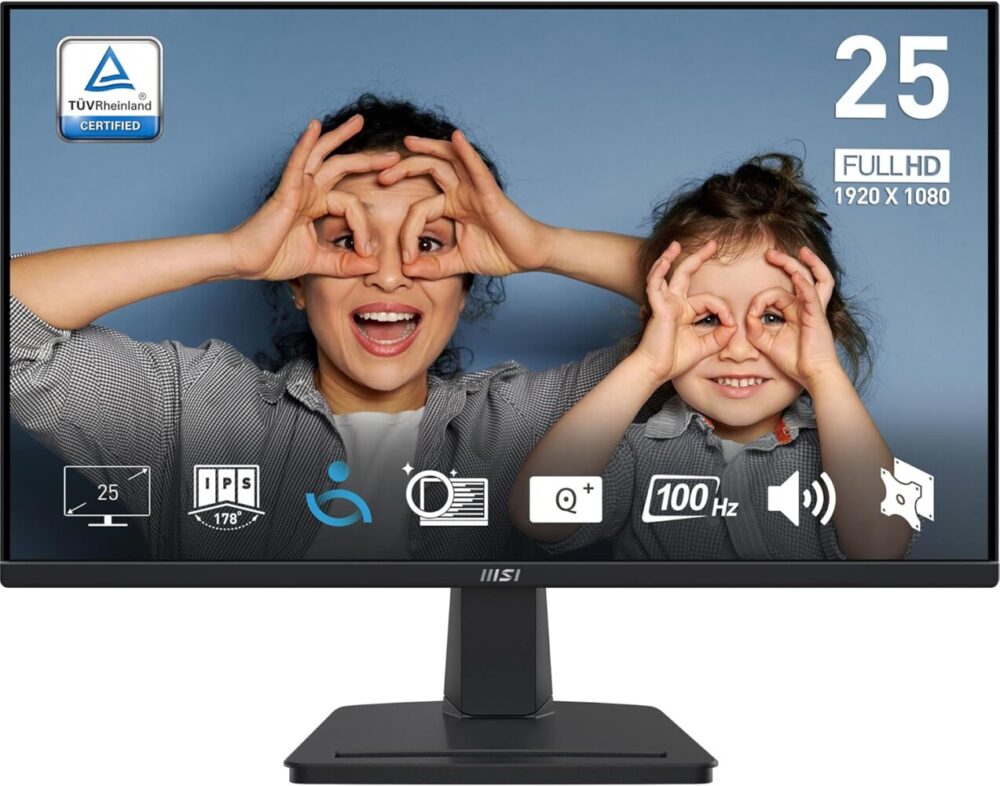 MSI PRO MP251 24.5-inch IPS 1920 x 1080 (FHD) Computer Monitor, 100Hz, Adaptive-Synch, HDMI, VGA Port, VESA Mountable, Tilt, Speaker, 1ms, Black - Image 2