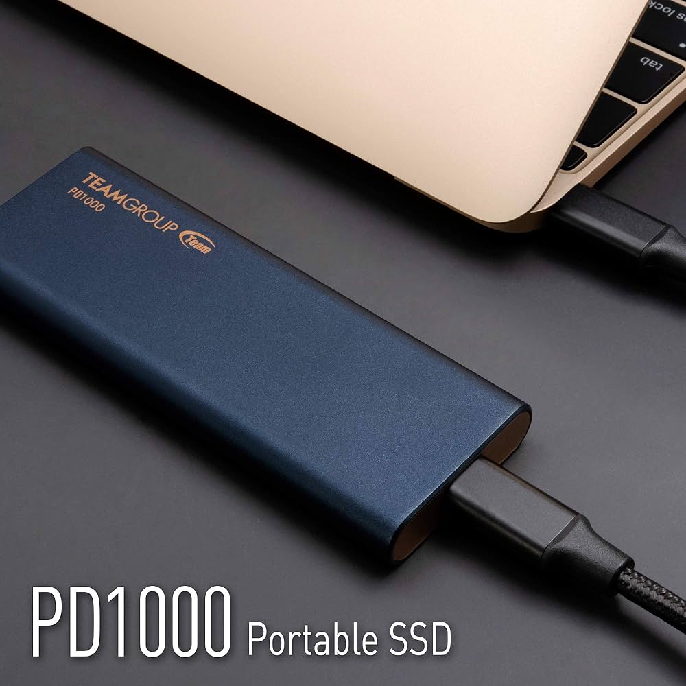 TEAMGROUP PD1000 1TB Portable External Solid State Drive SSD, Read up to 1000MB/s, USB-C, USB A 3.2 Gen 2, Waterproof, Dustproof (IP68), Shockproof, Pressure Resistant (T8FED6001T0C108)