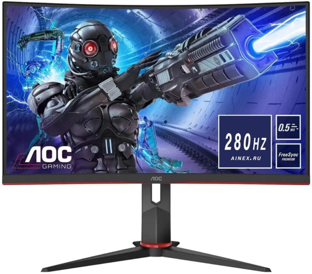 AOC C27G2Z 27" Curved Frameless Ultra-Fast Gaming Monitor, FHD 1080p, 0.5ms 280Hz, FreeSync, 2x HDMI 2.0, 1x Display Port, Height Adjustable, Xbox PS5 Switch Ready, 3-Year Zero-Bright-Dot - Image 2