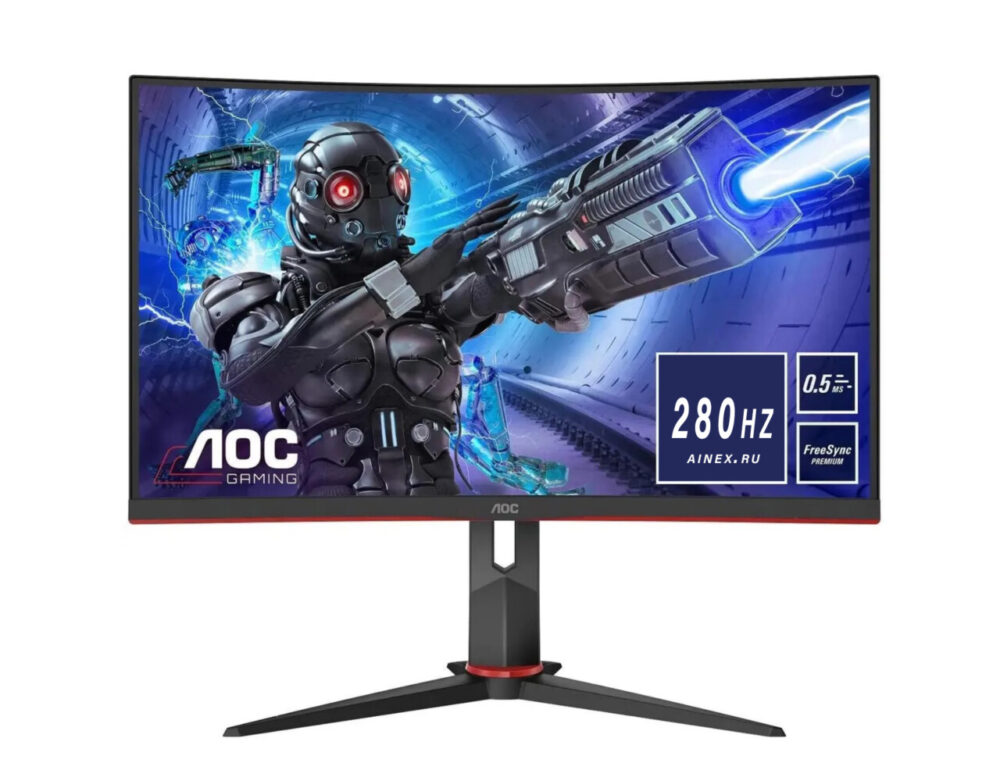 AOC C27G2Z 27" Curved Frameless Ultra-Fast Gaming Monitor, FHD 1080p, 0.5ms 280Hz, FreeSync, 2x HDMI 2.0, 1x Display Port, Height Adjustable, Xbox PS5 Switch Ready, 3-Year Zero-Bright-Dot